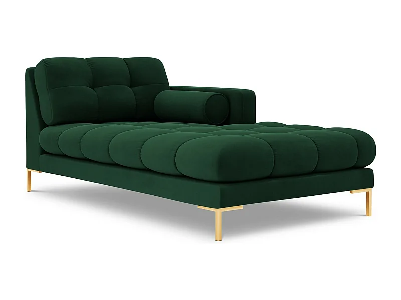 Cosmopolitan Design - Chaise longue direita "Bali" em veludo verde garrafa - 185x102x75cm