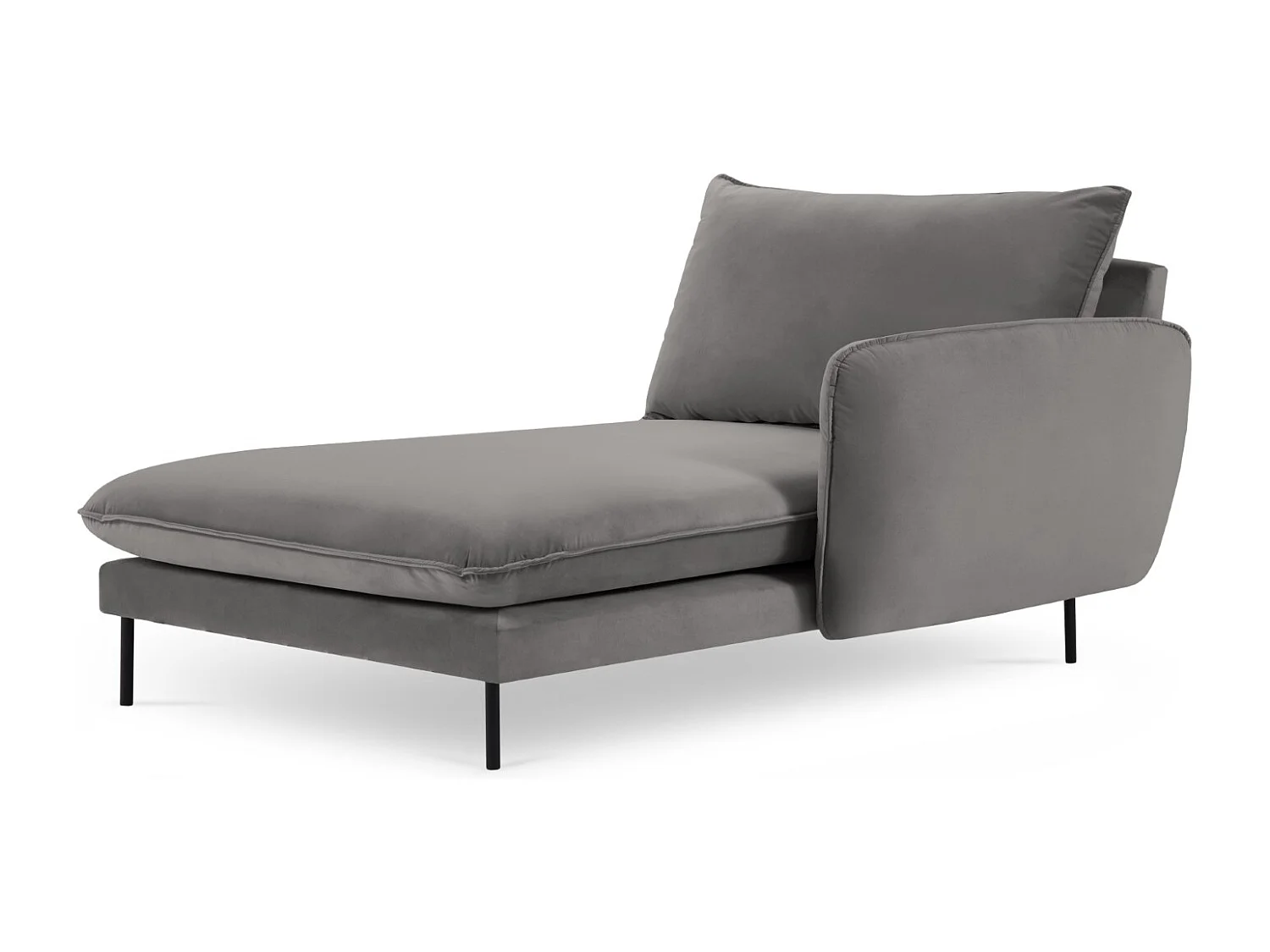 Cosmopolitan Design - Chaiselongue rechts "Vienna" aus Samt hellgrau - 170x110x95cm