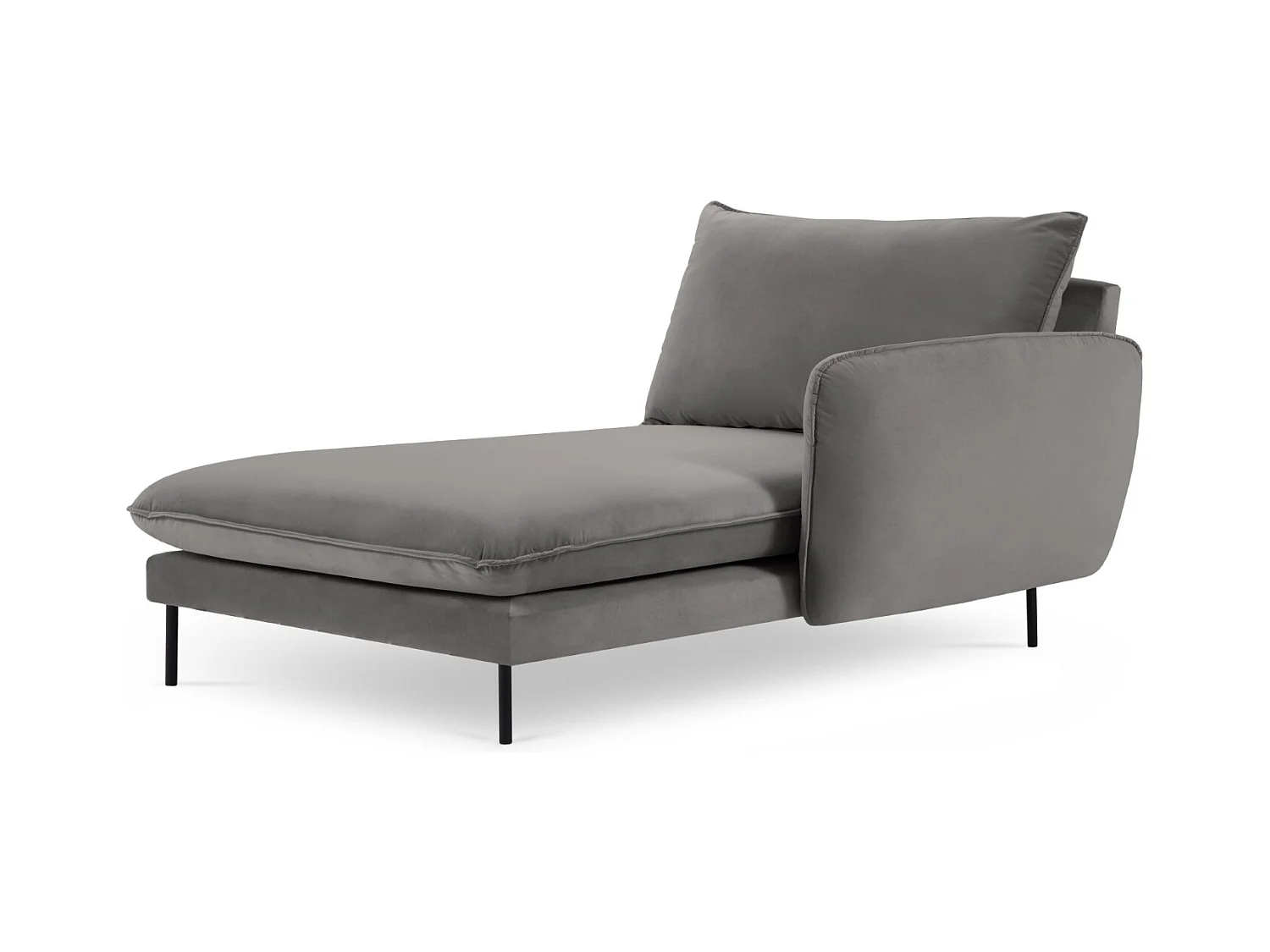 Cosmopolitan Design - Méridienne droite "Vienna" en velours gris clair - 170x110x95cm