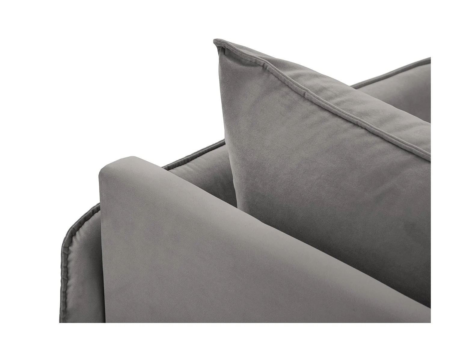 Cosmopolitan Design - Méridienne droite "Vienna" en velours gris clair - 170x110x95cm