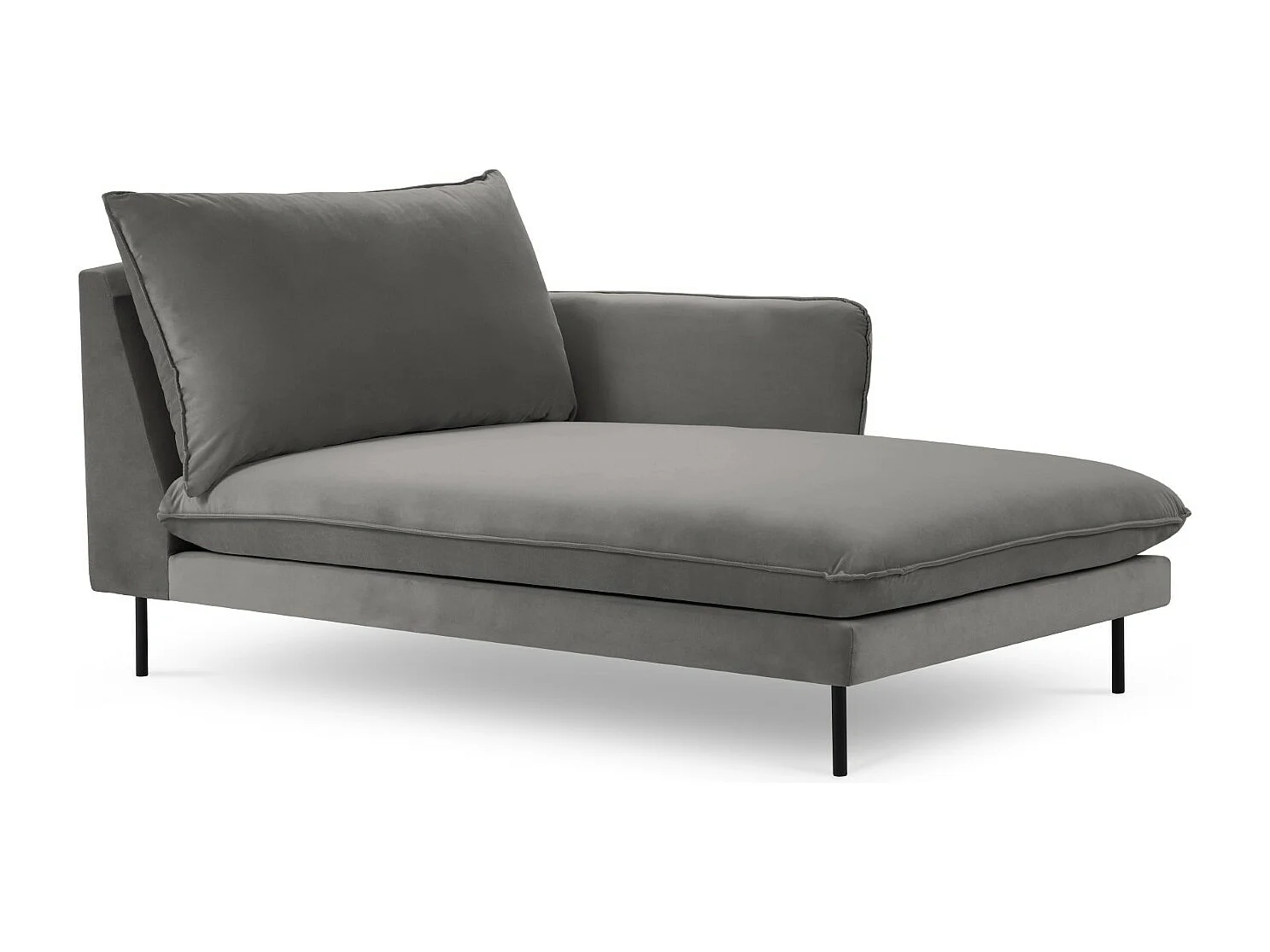 Cosmopolitan Design - Chaise longue direita "Vienna" em veludo cinza claro - 170x110x95cm