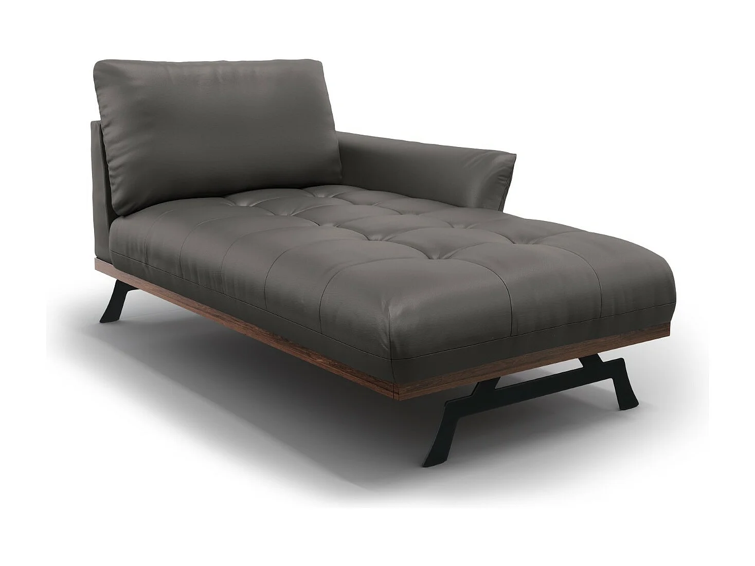 CXL by Christian Lacroix - Szezlong bok prawy, "Olivier" skóra naturalna, szary ciemny - 171x100x87cm