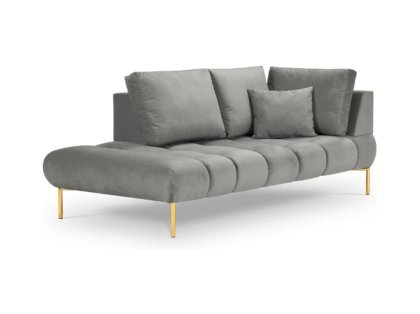 Cosmopolitan Design - Méridienne gauche "Hastings" 2 places en velours gris - 216x102x75cm