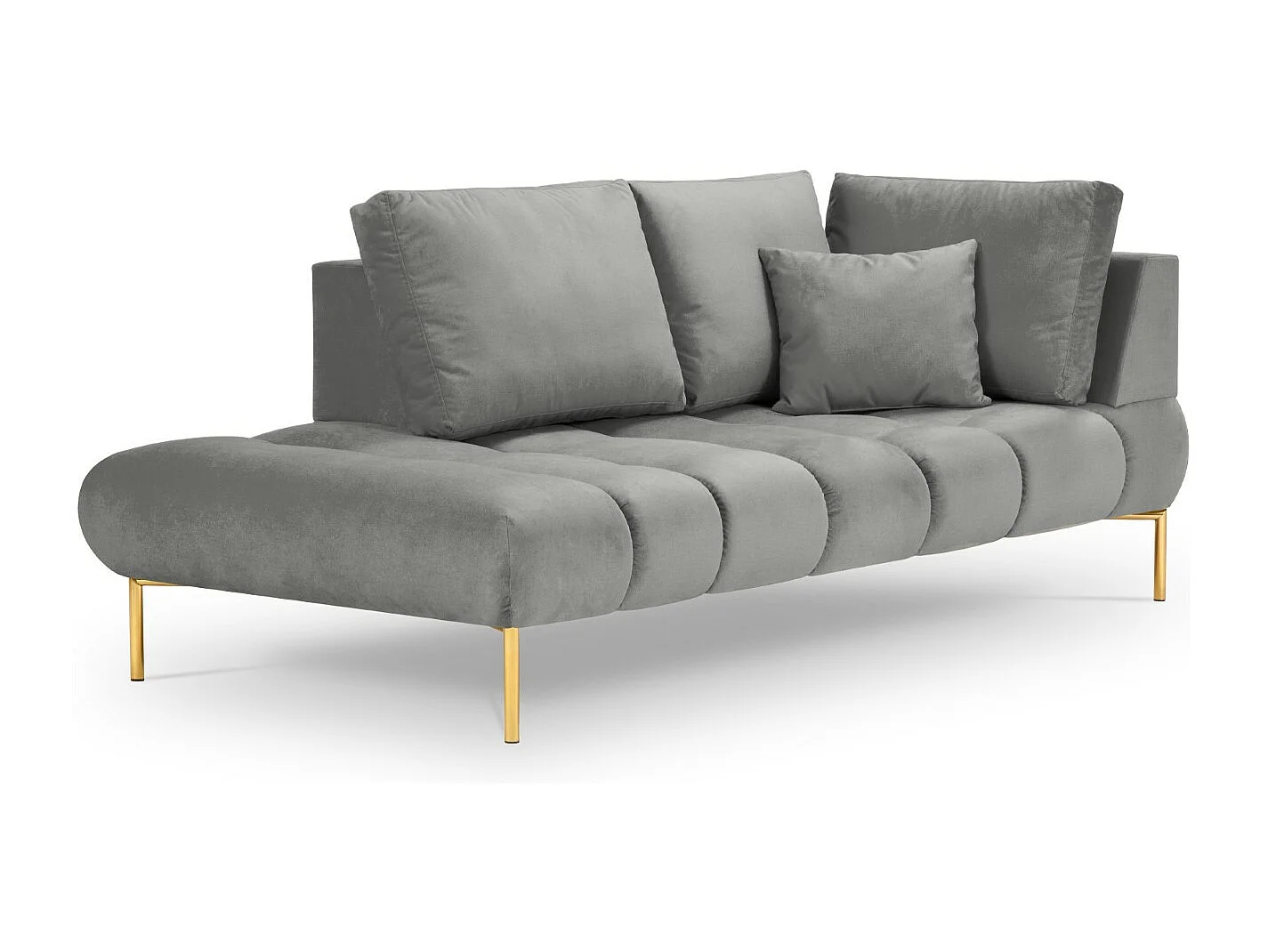 Cosmopolitan Design - Chaise longue esquerda "Hastings" 2 lugares em veludo cinza - 216x102x75cm