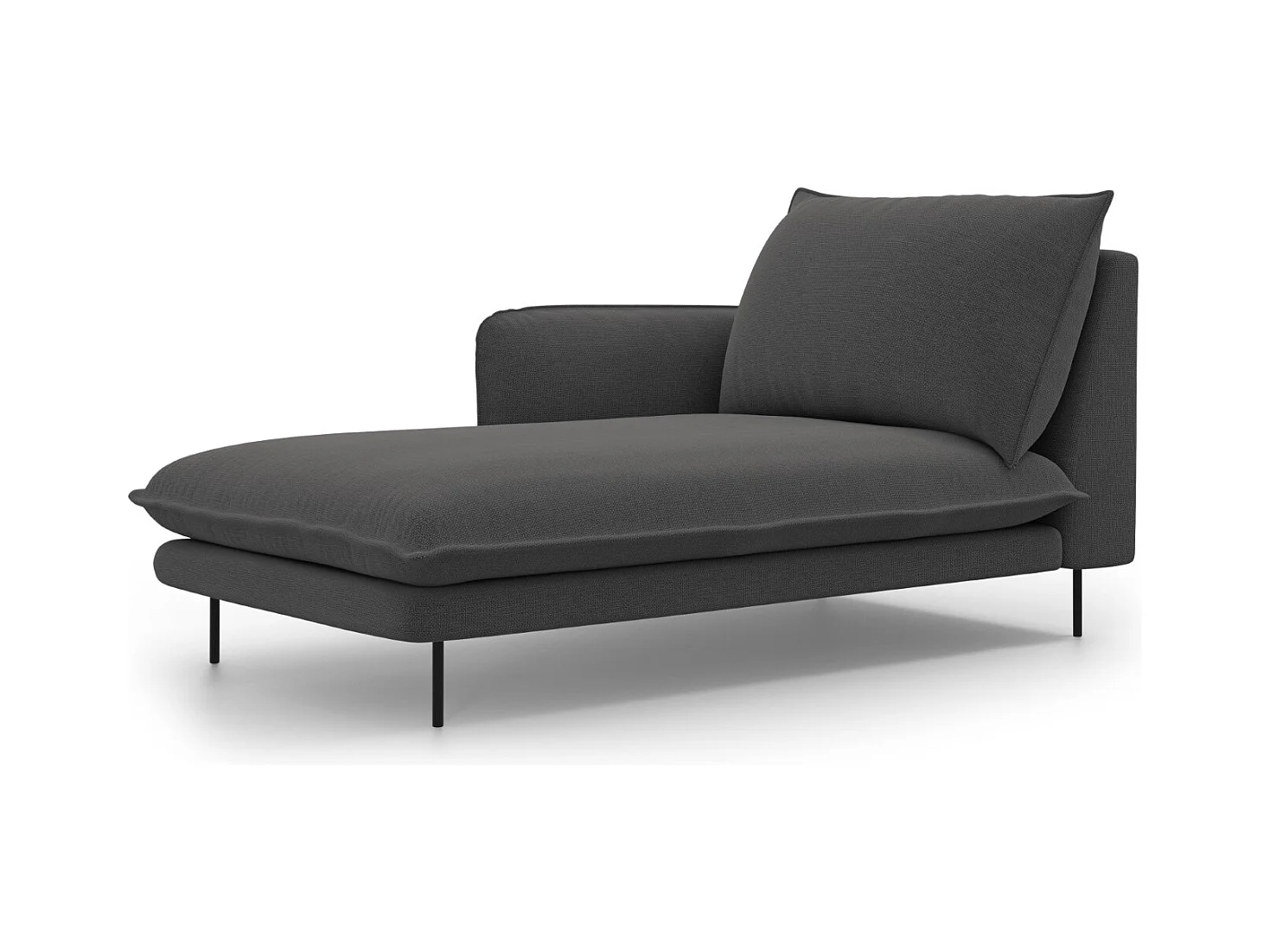 Cosmopolitan Design - Linker meridiaan "Vienna" Structurele stof, Donkergrijs - 170x110x95cm