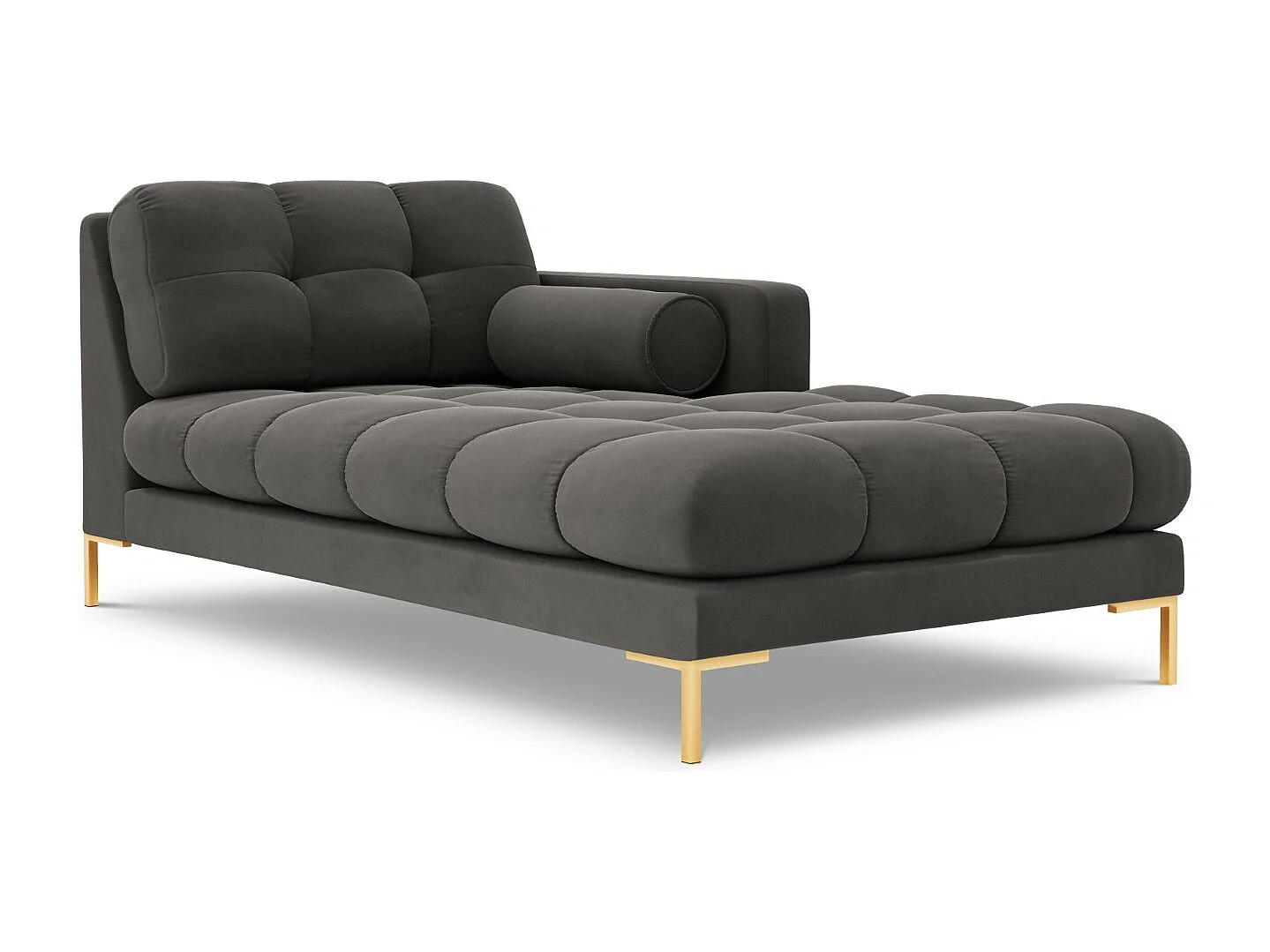 Cosmopolitan Design - Chaise longue de angulo derecho "Bali" de terciopelo gris oscuro - 185x102x75cm