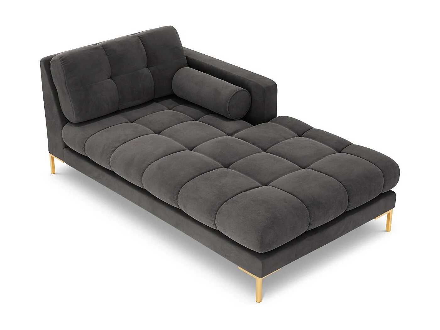 Cosmopolitan Design - Chaise longue de angulo derecho "Bali" de terciopelo gris oscuro - 185x102x75cm