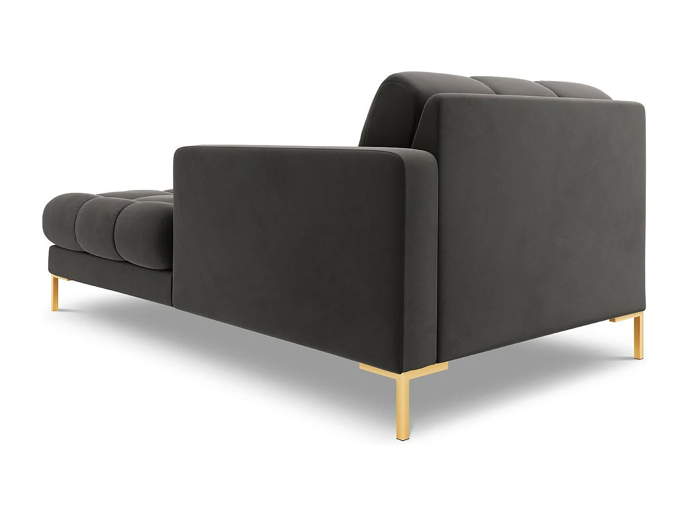 Cosmopolitan Design - Chaise longue de angulo derecho "Bali" de terciopelo gris oscuro - 185x102x75cm