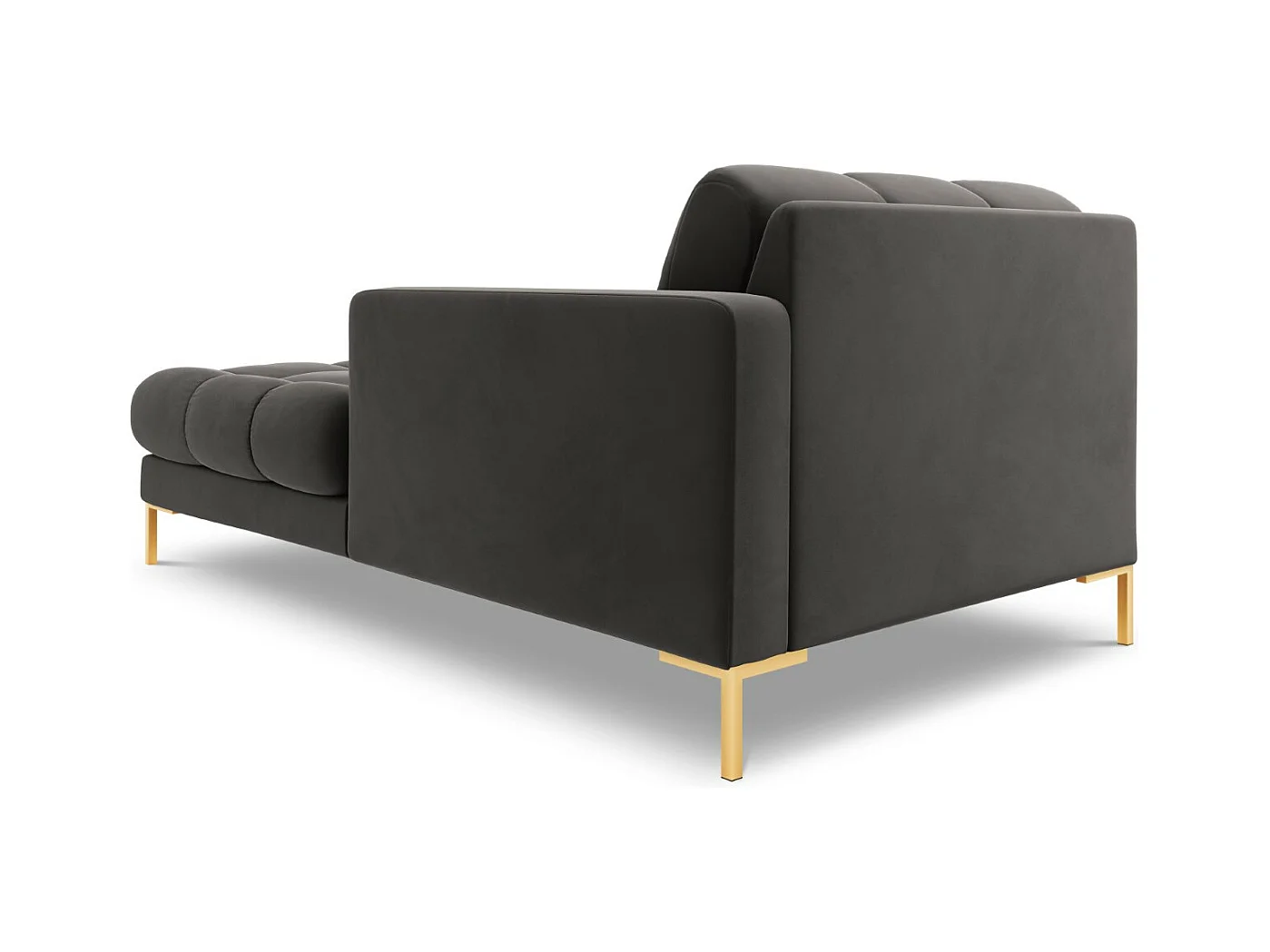 Cosmopolitan Design - Méridienne droite "Bali" en velours gris foncé - 185x102x75cm