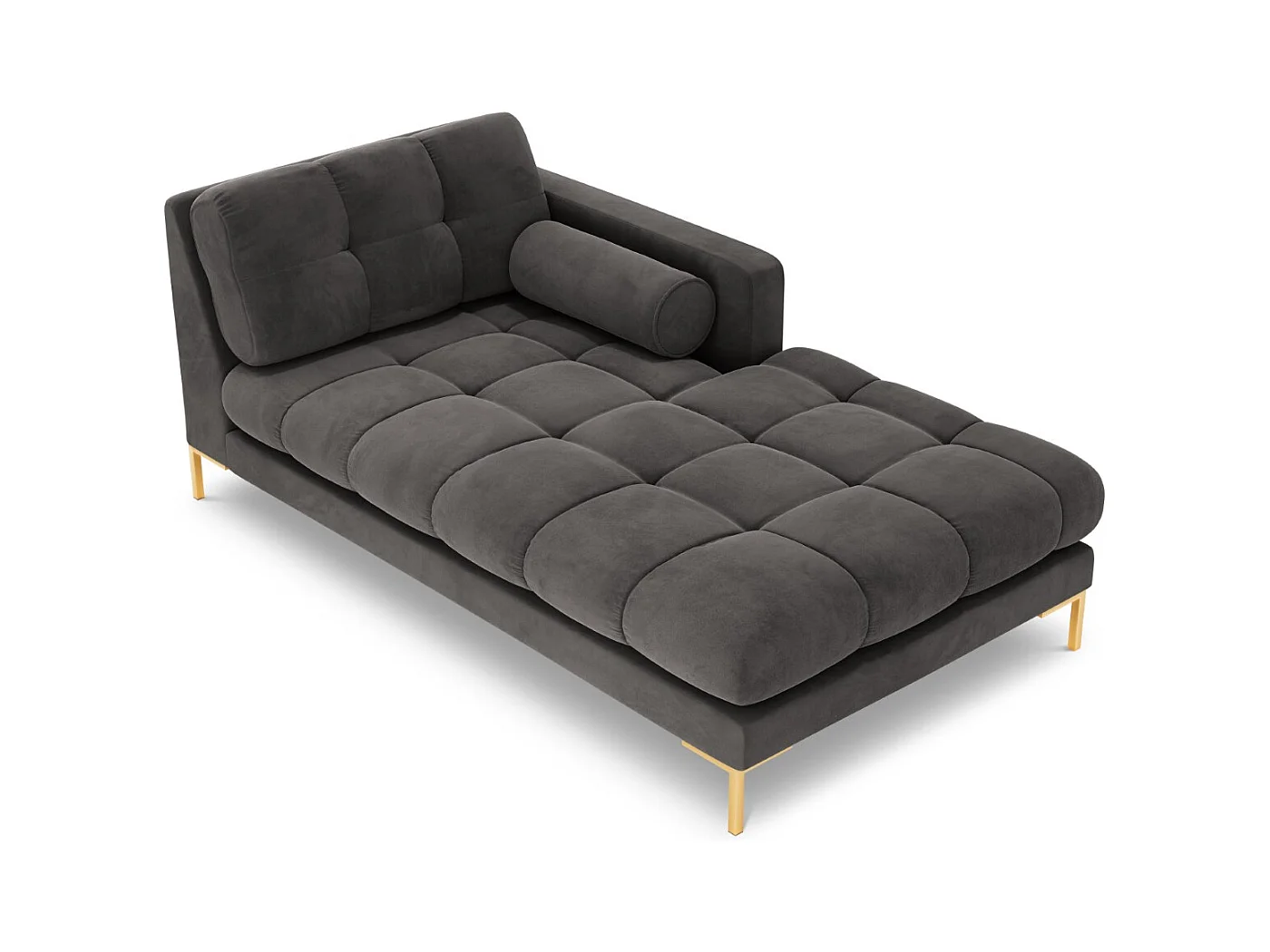 Cosmopolitan Design - Méridienne droite "Bali" en velours gris foncé - 185x102x75cm