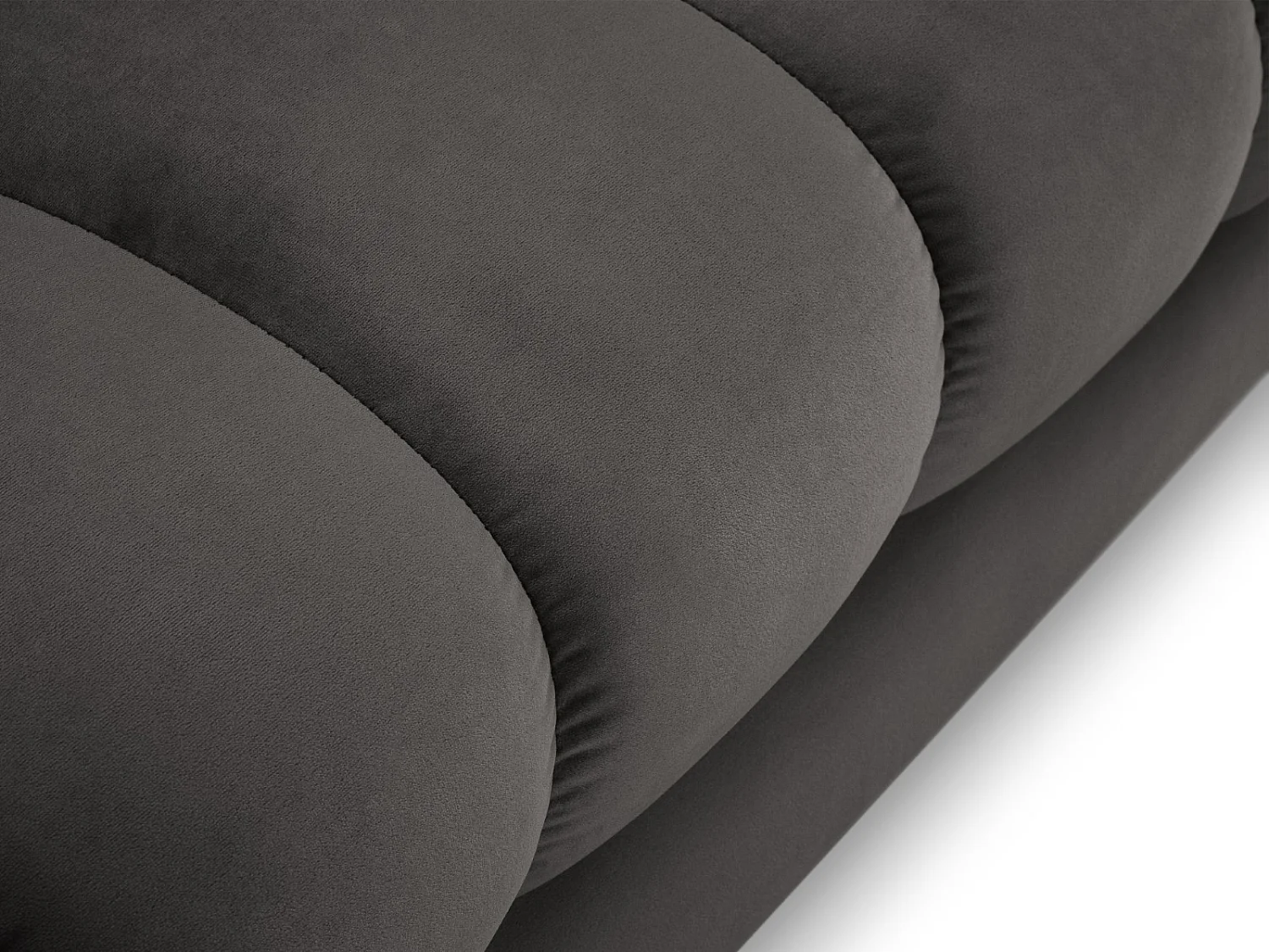 Cosmopolitan Design - Chaise longue direita "Bali" em veludo cinza escuro - 185x102x75cm