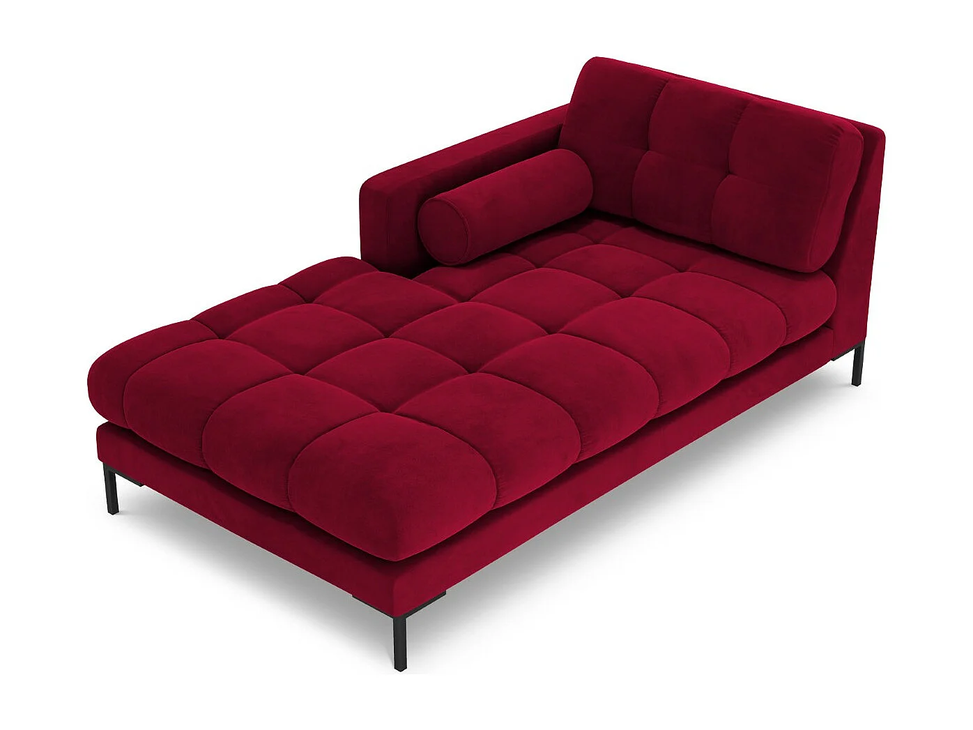 Cosmopolitan Design - Linker meridiaan "Bali" Flueel, Rood - 185x102x75cm