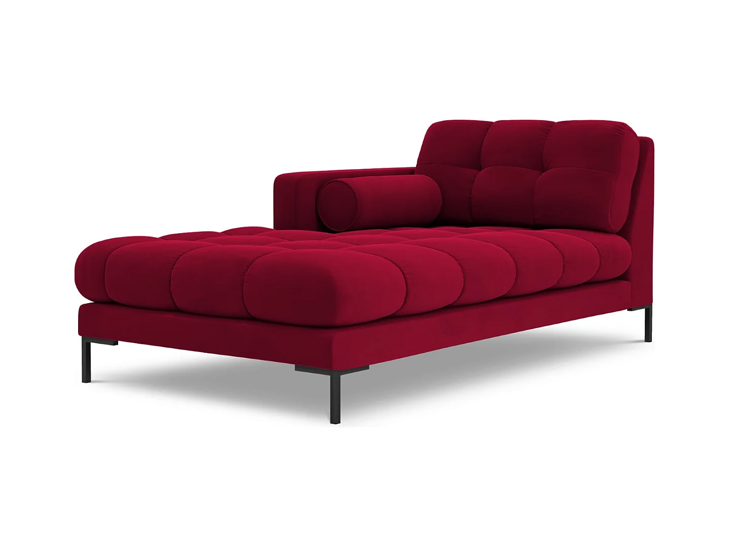 Cosmopolitan Design - Linker meridiaan "Bali" Flueel, Rood - 185x102x75cm