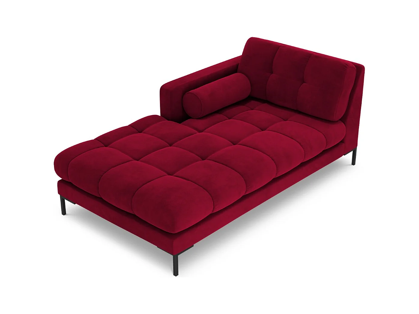 Cosmopolitan Design - Méridienne gauche "Bali" en velours rouge - 185x102x75cm