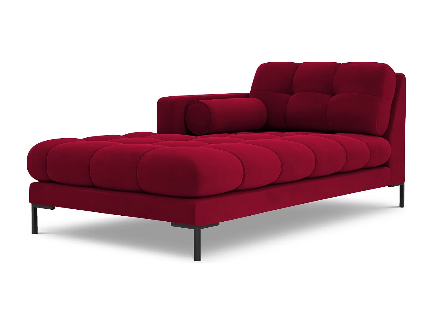 Cosmopolitan Design - Chaise longue esquerda "Bali" em veludo vermelho - 185x102x75cm