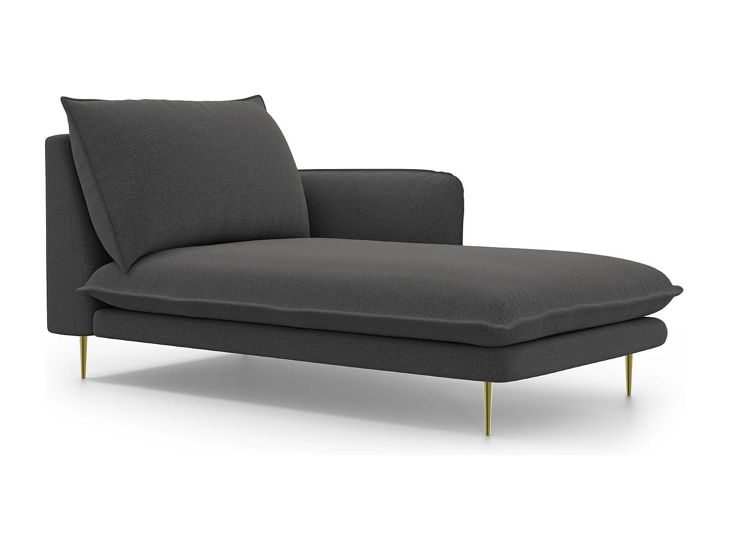 Cosmopolitan Design - Chaise longue de angulo derecho "Vienna" de tejido estructural gris oscuro - 170x110x95cm