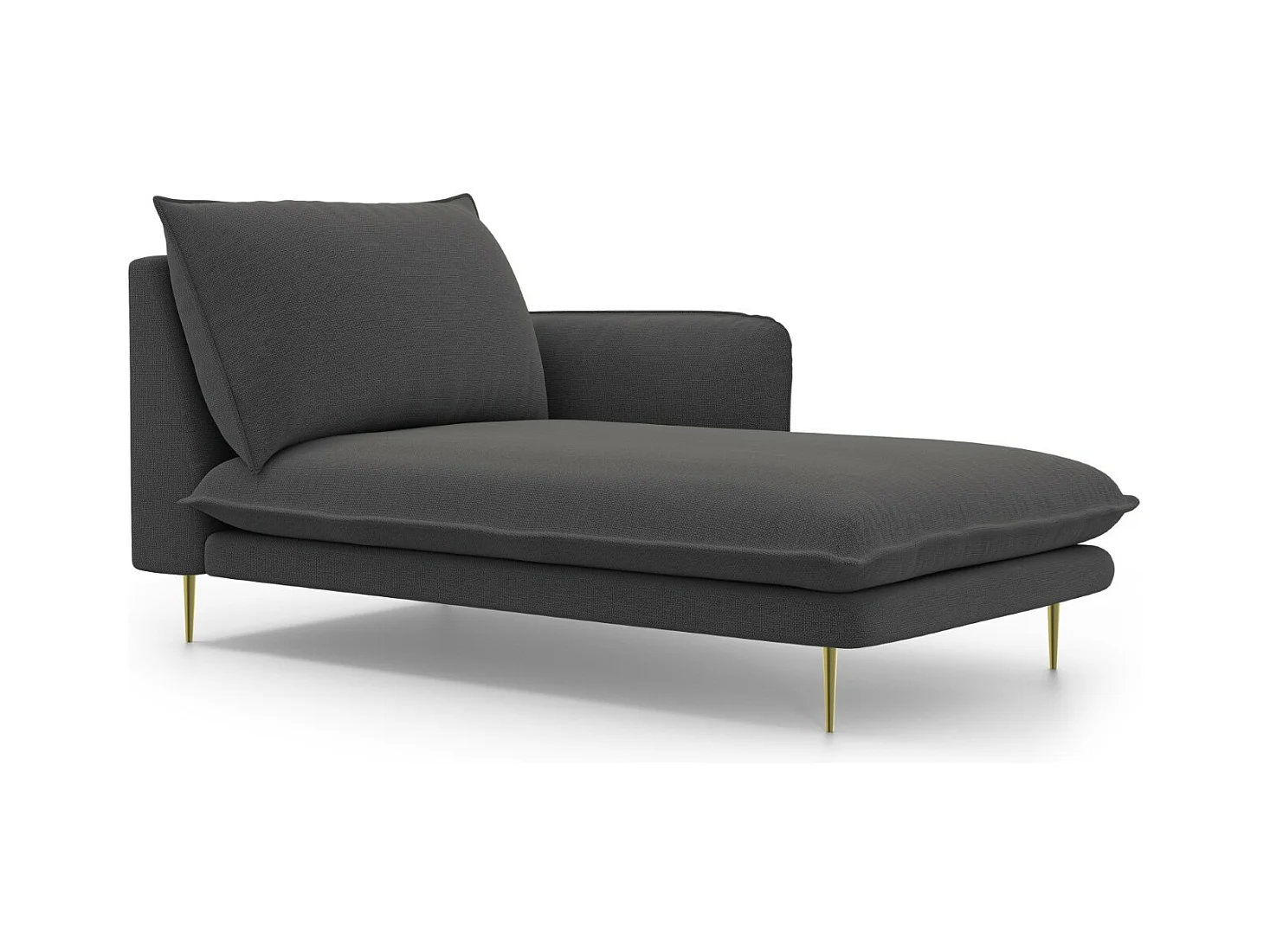 Cosmopolitan Design - Méridienne droite "Vienna" en tissu structurel gris foncé - 170x110x95cm