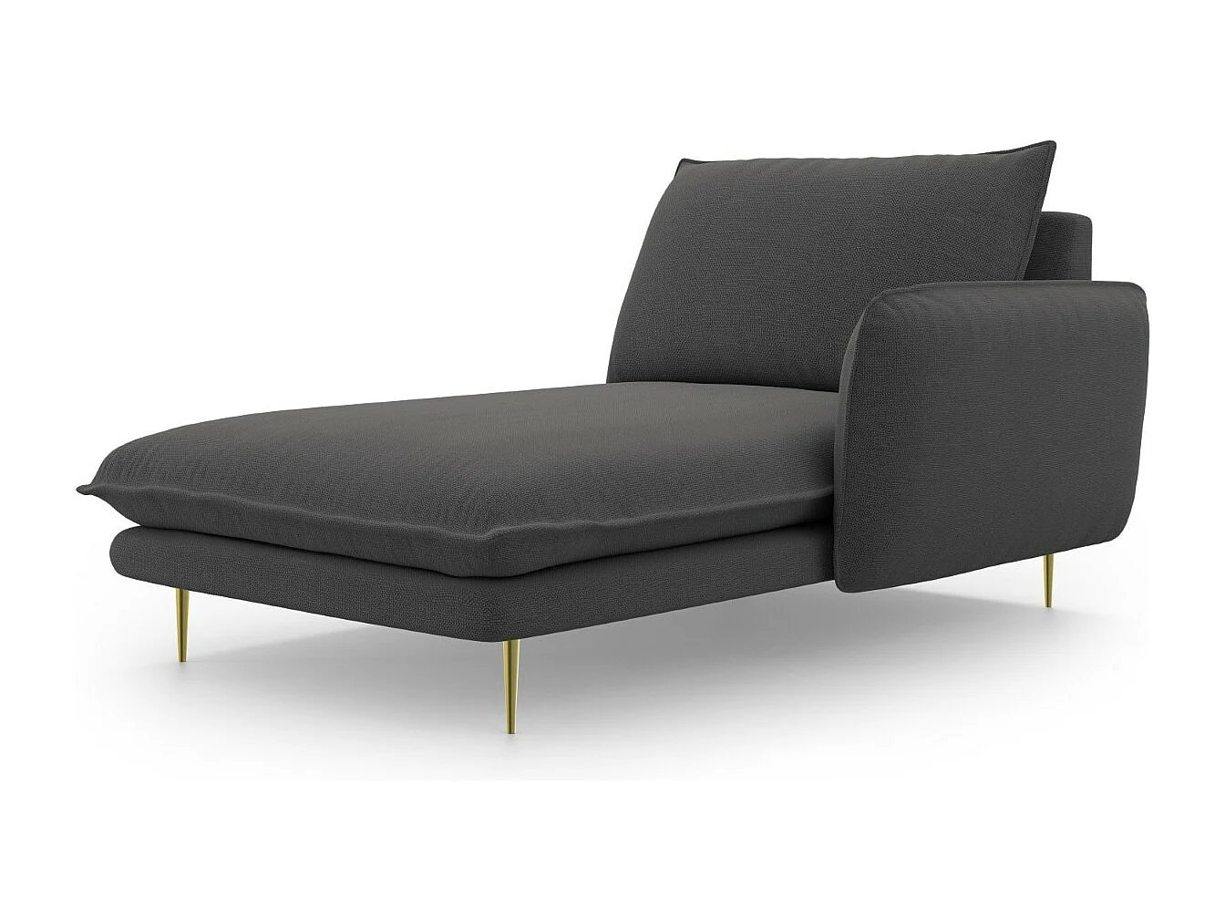 Cosmopolitan Design - Méridienne droite "Vienna" en tissu structurel gris foncé - 170x110x95cm