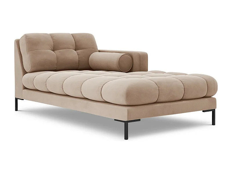 Cosmopolitan Design - Chaiselongue rechts "Bali" aus Samt beige - 185x102x75cm