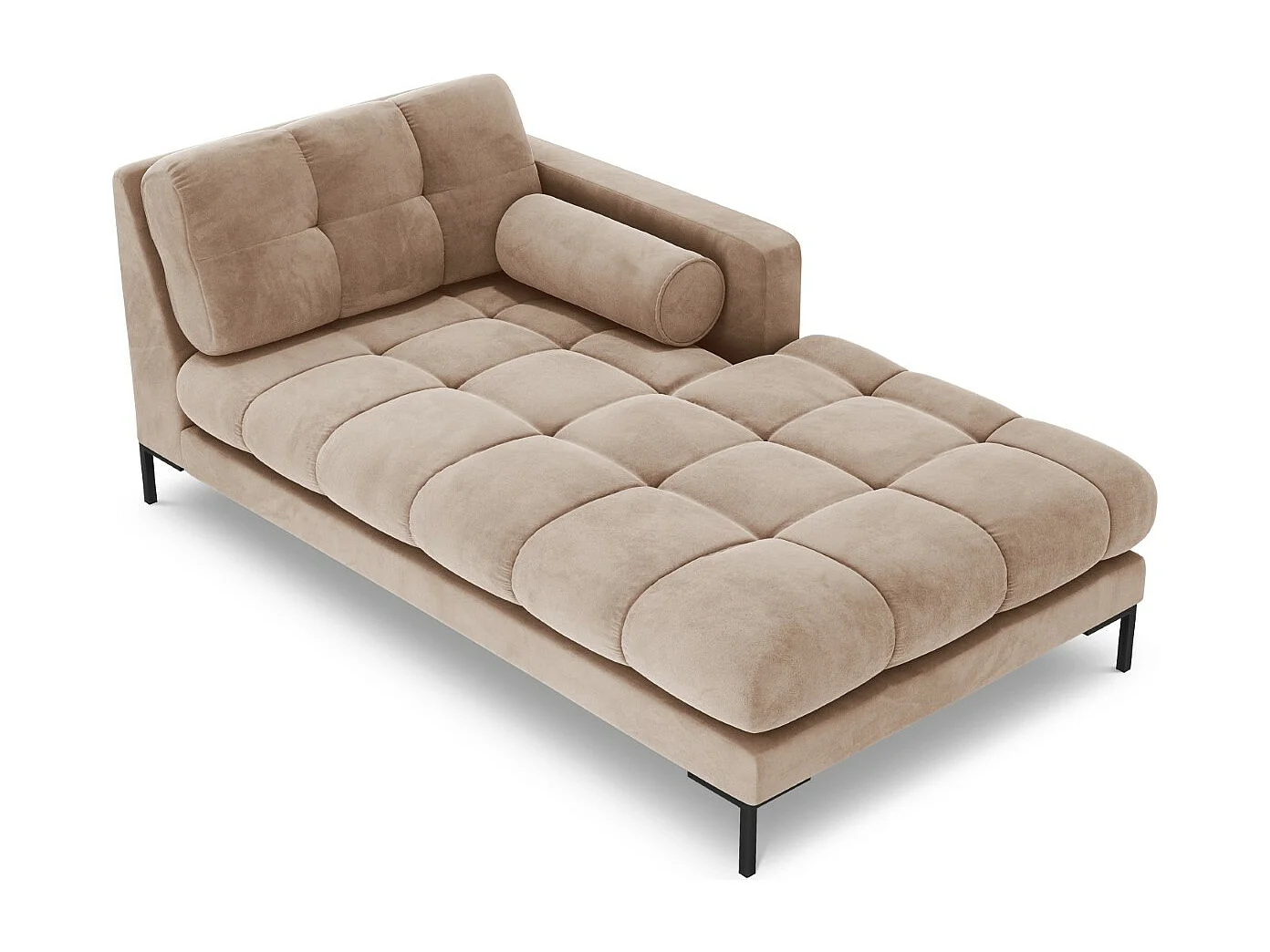 Cosmopolitan Design - Chaise longue destra "Bali" in velluto beige - 185x102x75cm