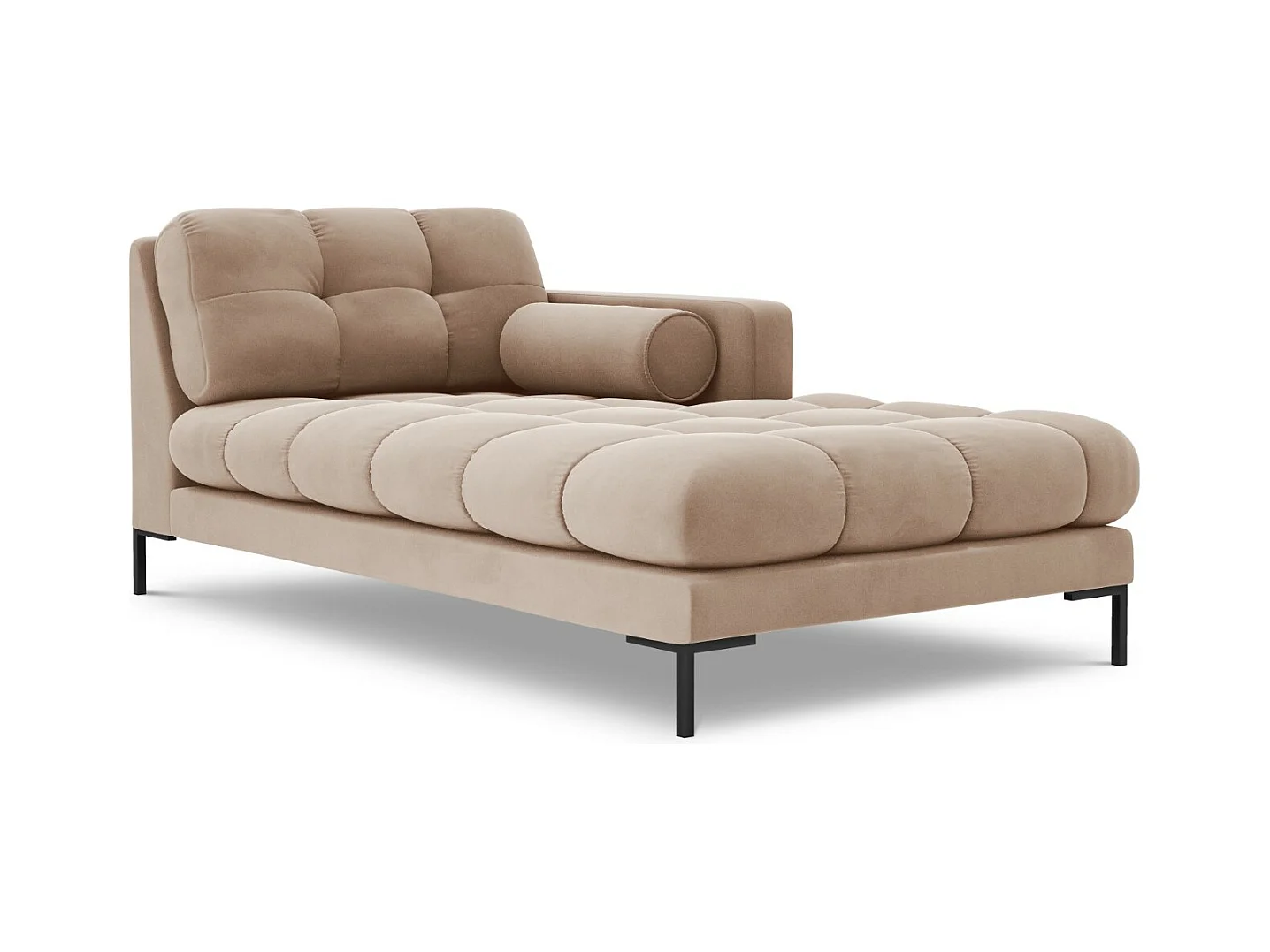 Cosmopolitan Design - Méridienne droite "Bali" en velours beige - 185x102x75cm