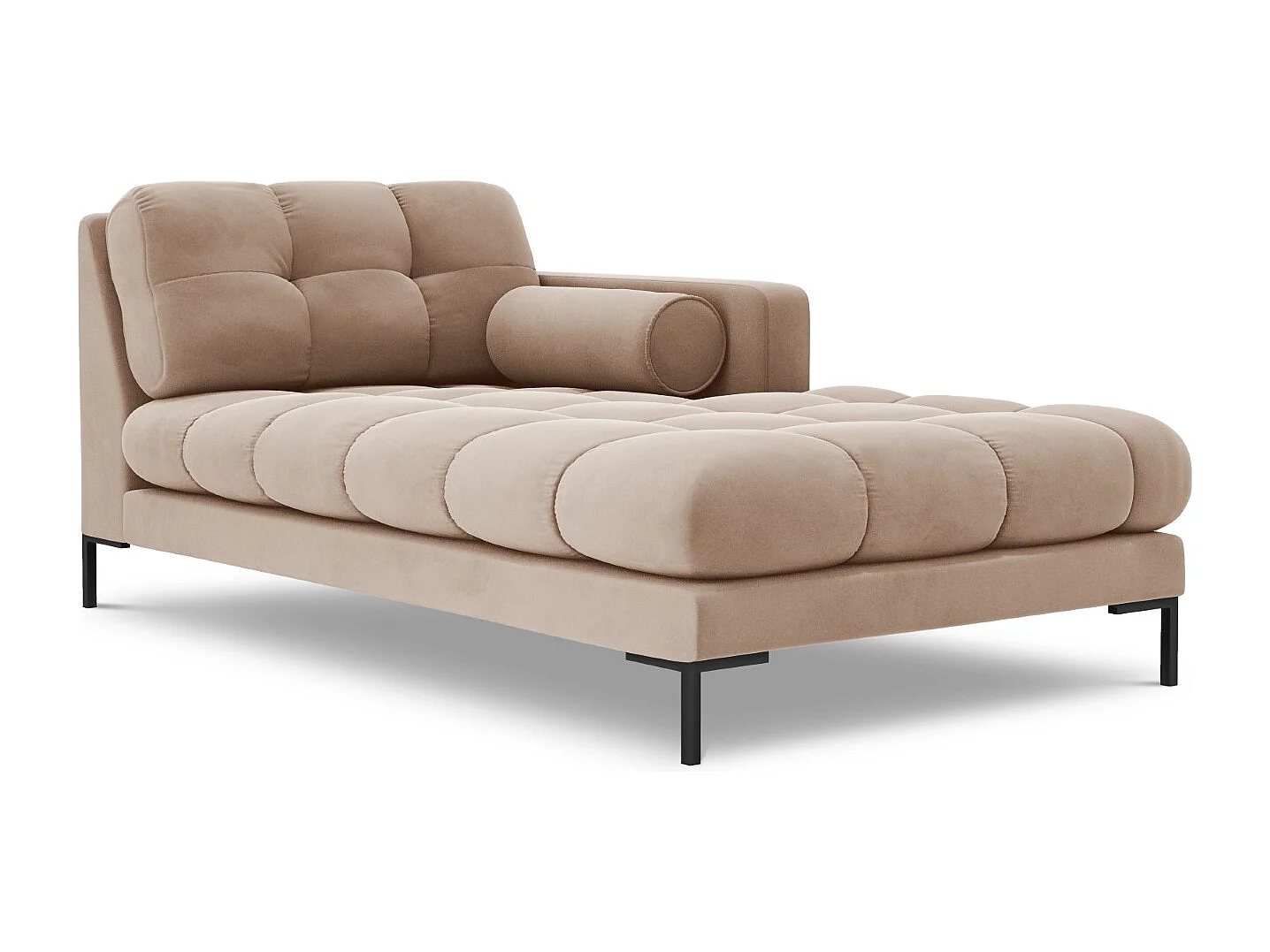 Cosmopolitan Design - Rechter chaise longue "Bali" Flueel, Beige - 185x102x75cm