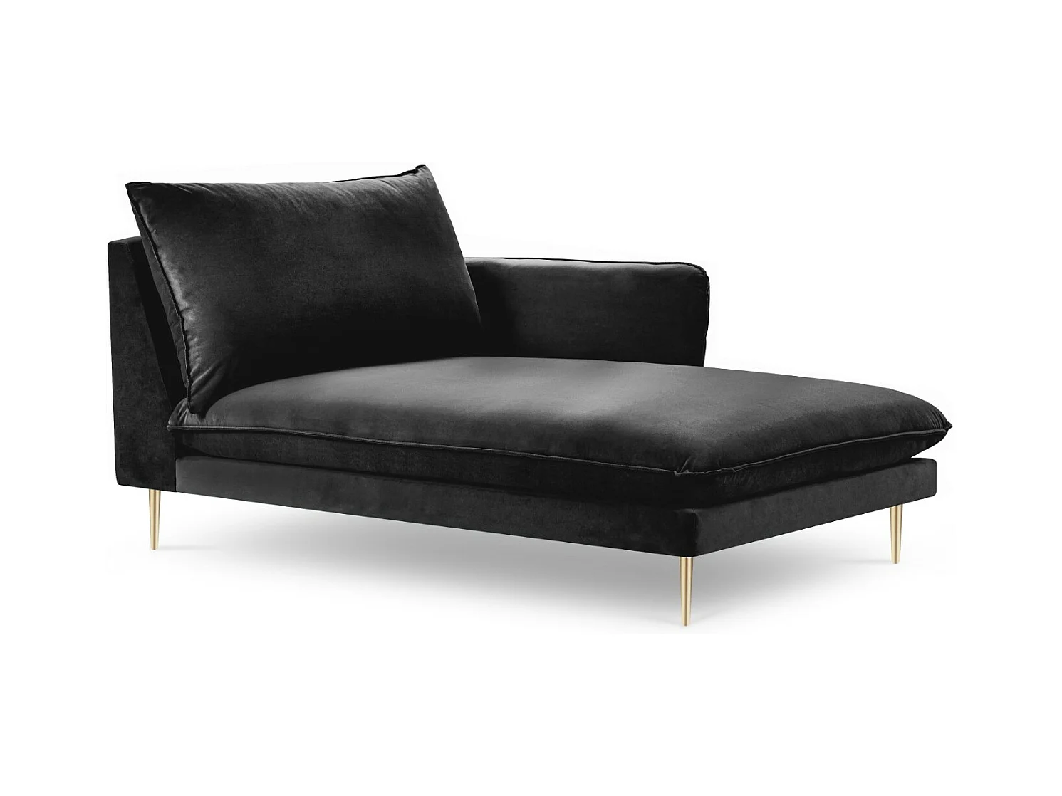 Cosmopolitan Design - Rechter chaise longue "Vienna" Flueel, Zwart - 170x110x95cm