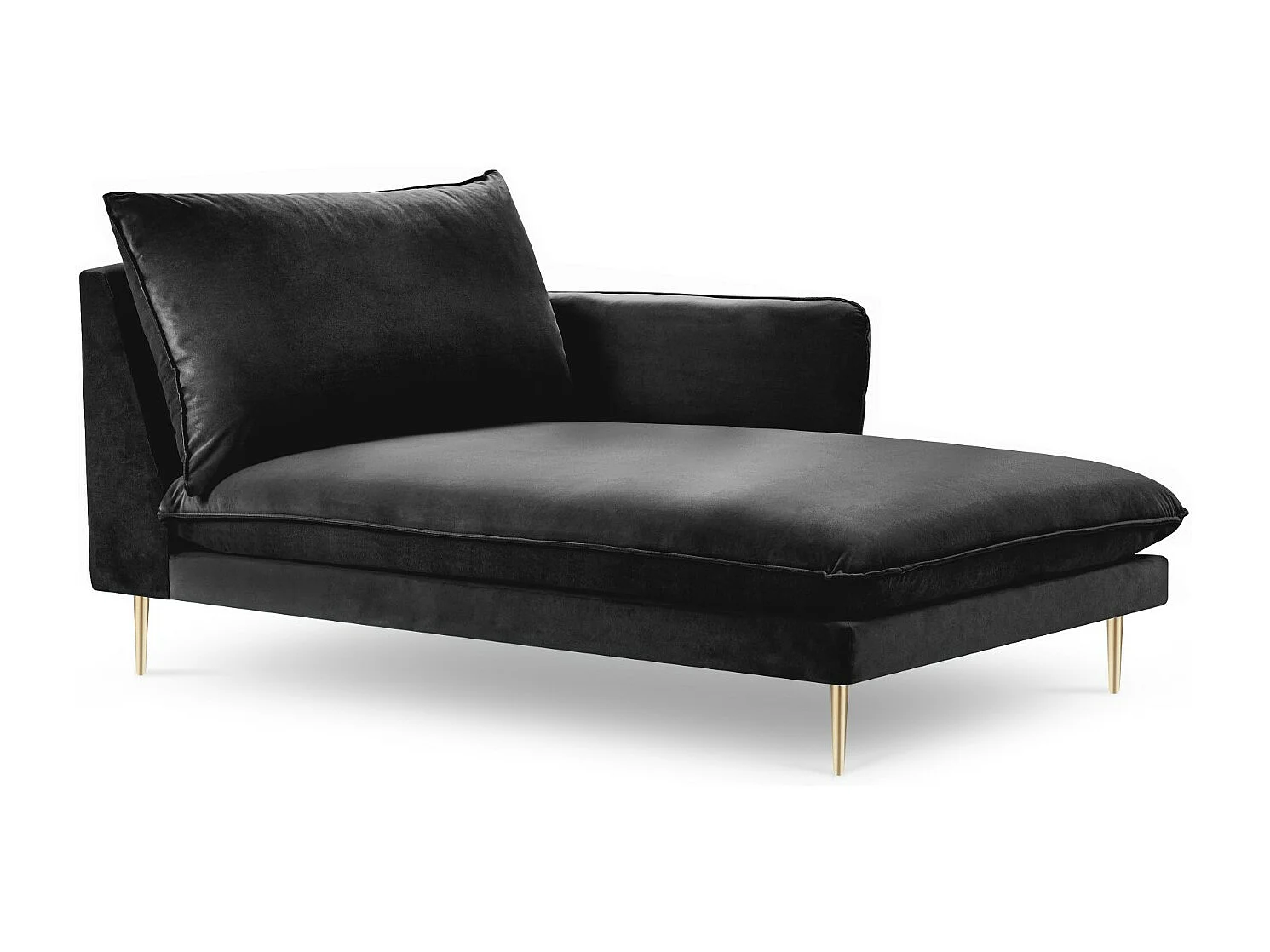 Cosmopolitan Design - Méridienne droite "Vienna" en velours noir - 170x110x95cm