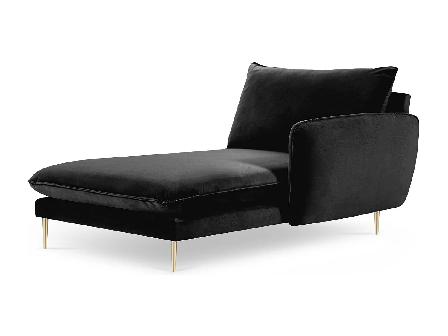 Cosmopolitan Design - Méridienne droite "Vienna" en velours noir - 170x110x95cm