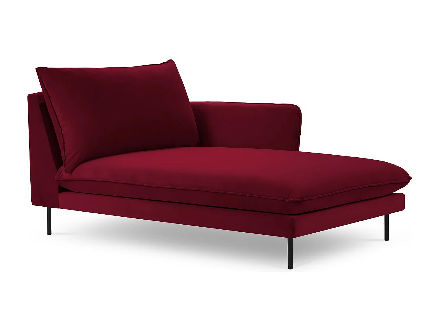 Cosmopolitan Design - Méridienne droite "Vienna" en velours rouge - 170x110x95cm