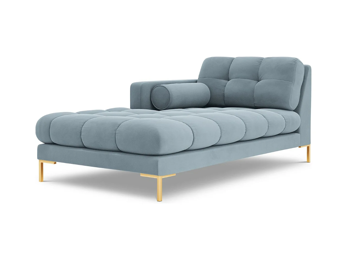 Cosmopolitan Design - Méridienne gauche "Bali" en velours bleu clair - 185x102x75cm