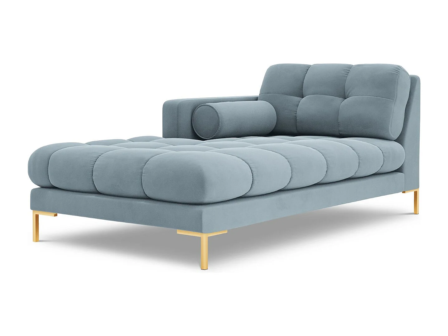 Cosmopolitan Design - Chaise longue esquerda "Bali" em veludo azul claro - 185x102x75cm