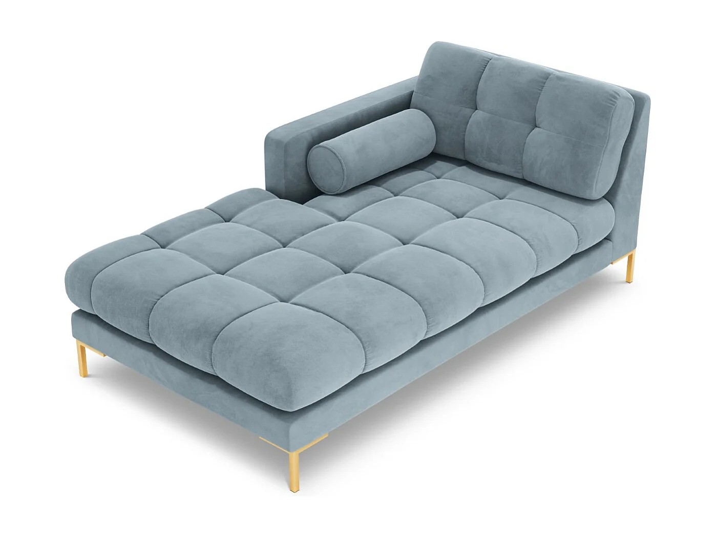Cosmopolitan Design - Chaise longue esquerda "Bali" em veludo azul claro - 185x102x75cm