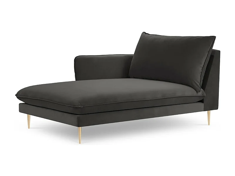 Cosmopolitan Design - Chaise longue de angulo izquierdo "Vienna" de terciopelo gris oscuro - 170x110x95cm