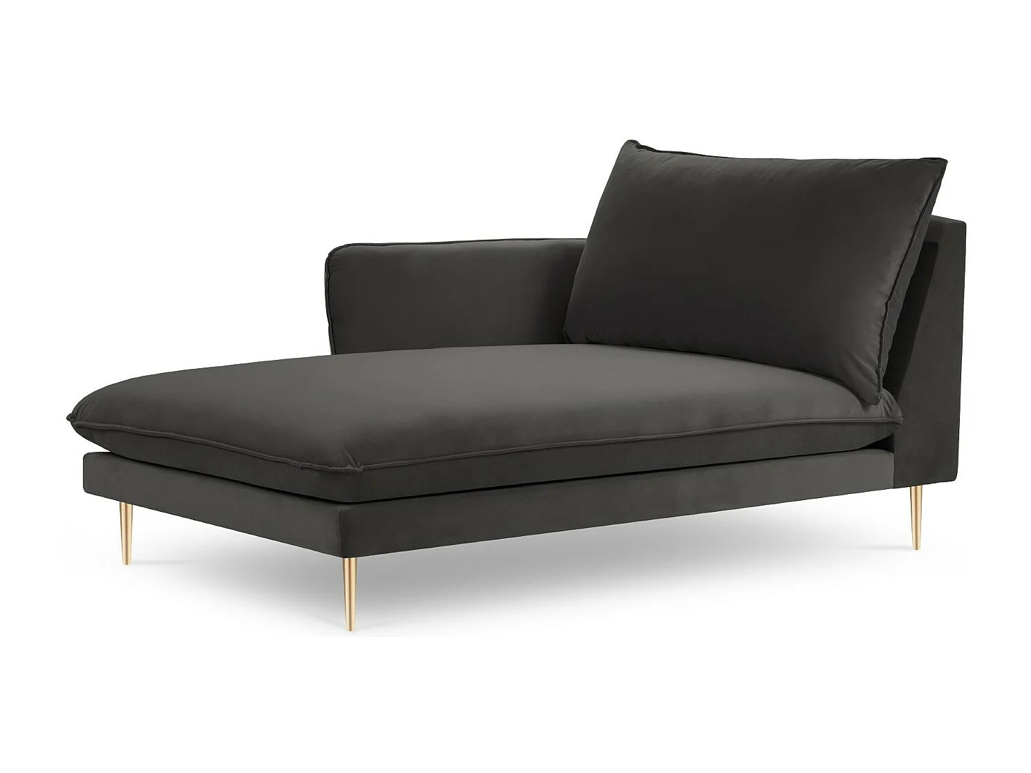 Cosmopolitan Design - Chaiselongue links "Vienna" aus Samt dunkelgrau - 170x110x95cm