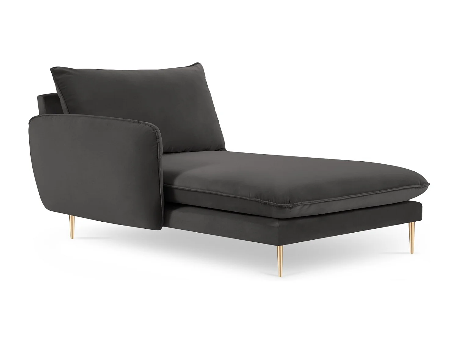 Cosmopolitan Design - Chaiselongue links "Vienna" aus Samt dunkelgrau - 170x110x95cm