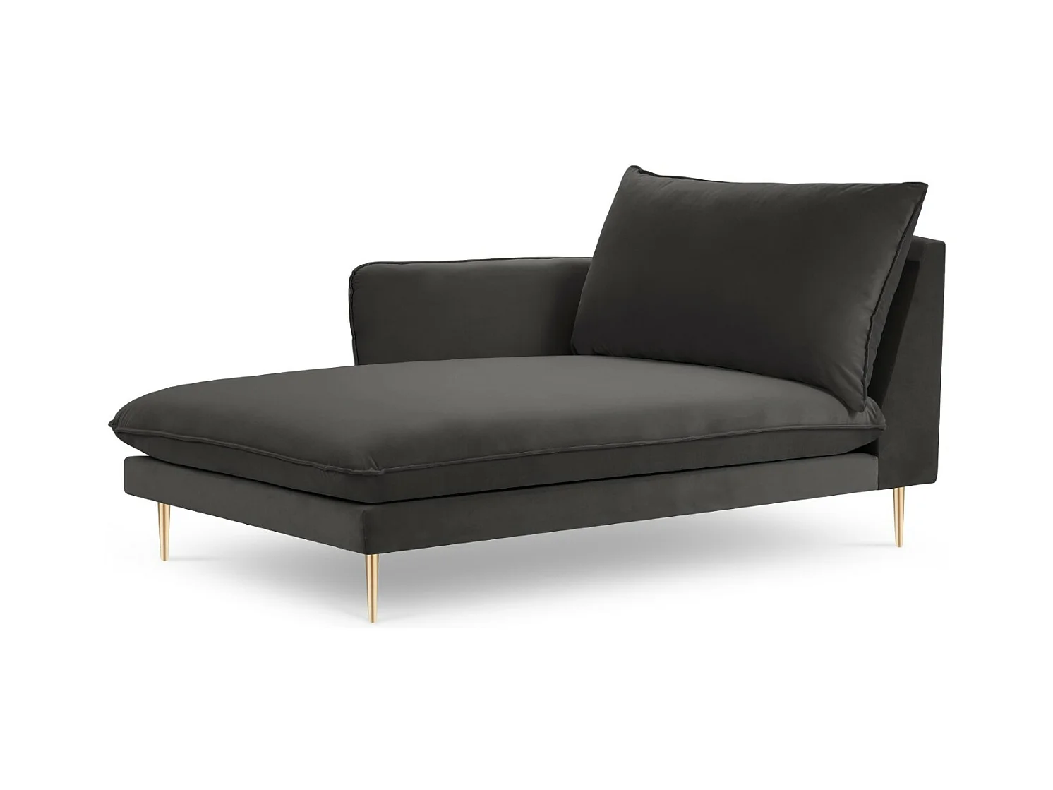 Cosmopolitan Design - Linker meridiaan "Vienna" Flueel, Donkergrijs - 170x110x95cm