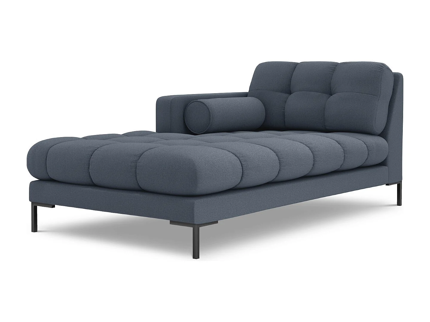 Cosmopolitan Design - Chaiselongue links "Bali" aus strukturiertem Stoff dunkelblau - 185x102x75cm