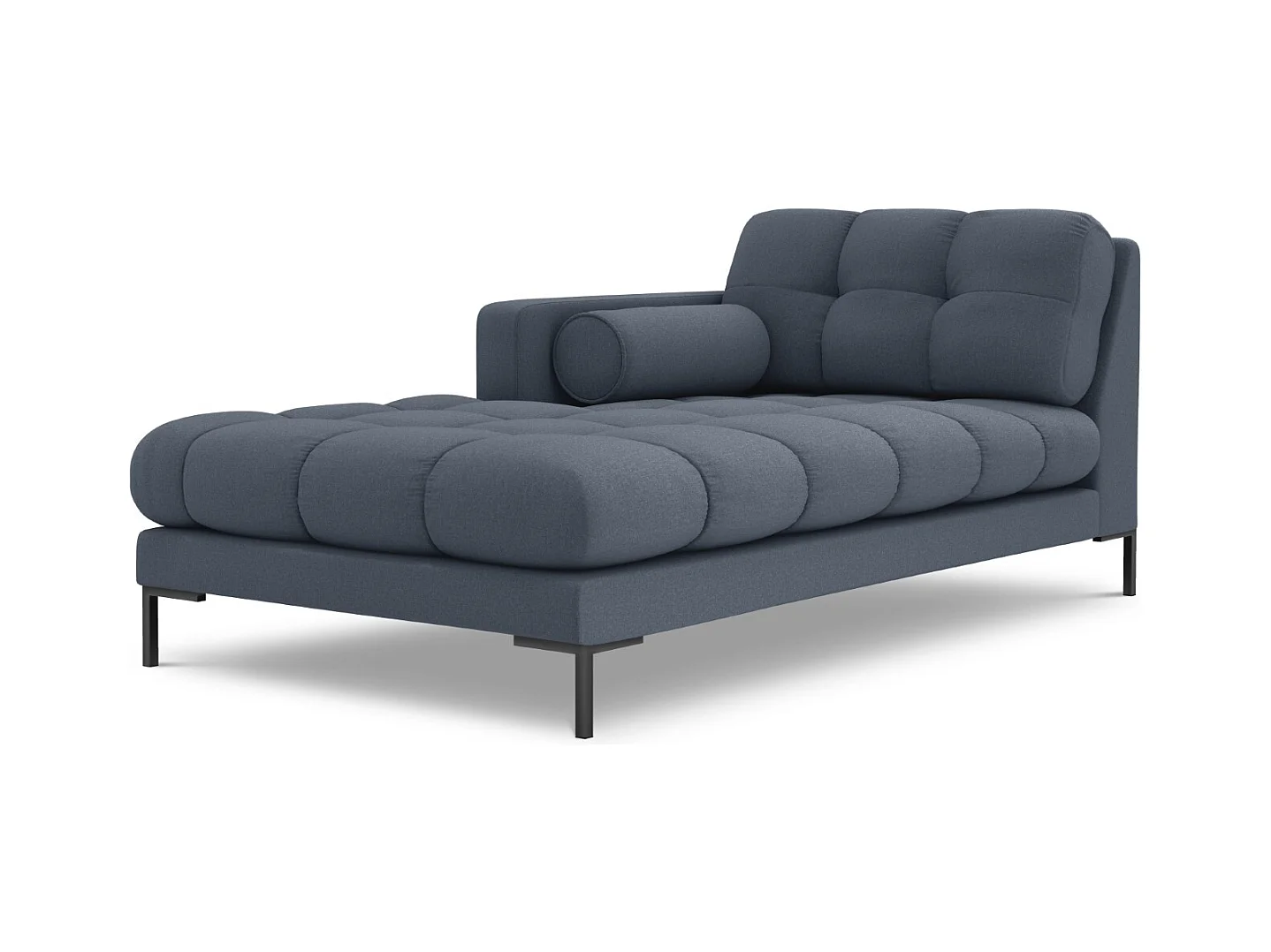 Cosmopolitan Design - Linker meridiaan "Bali" Structurele stof, Donkerblauw - 185x102x75cm