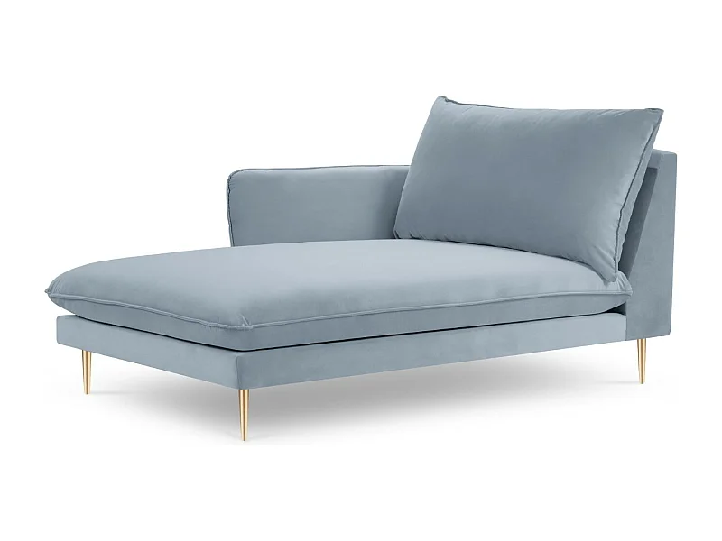 Cosmopolitan Design - Chaise longue esquerda "Vienna" em veludo azul claro - 170x110x95cm