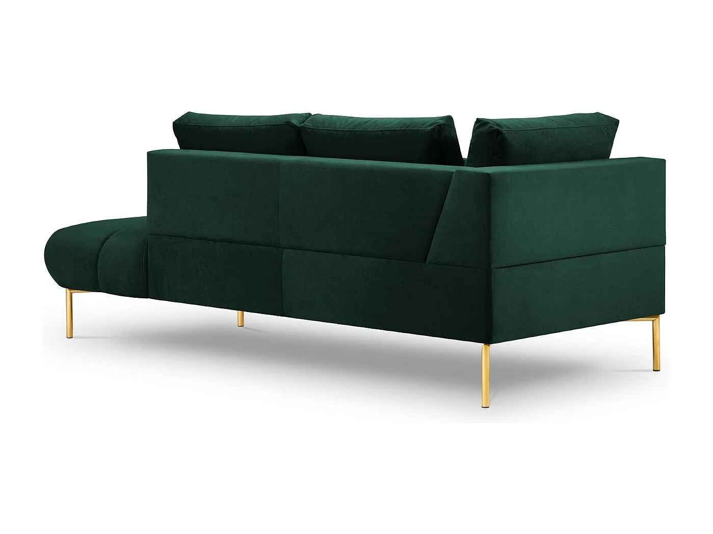 Cosmopolitan Design - Méridienne droite "Hastings" 2 places en velours vert bouteille - 216x102x75cm