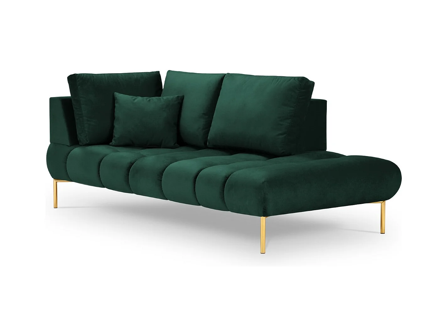 Cosmopolitan Design - Méridienne droite "Hastings" 2 places en velours vert bouteille - 216x102x75cm