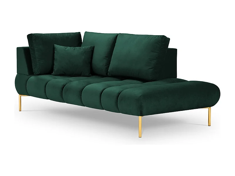 Cosmopolitan Design - Chaise longue direita "Hastings" 2 lugares em veludo verde garrafa - 216x102x75cm