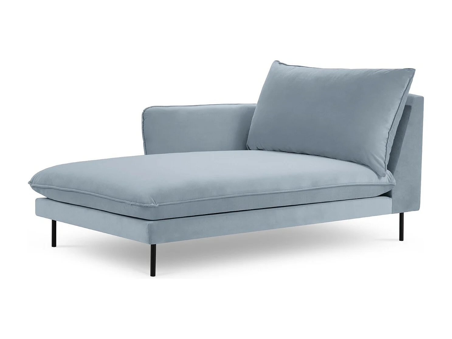 Cosmopolitan Design - Chaise longue de angulo izquierdo "Vienna" de terciopelo azul claro - 170x110x95cm