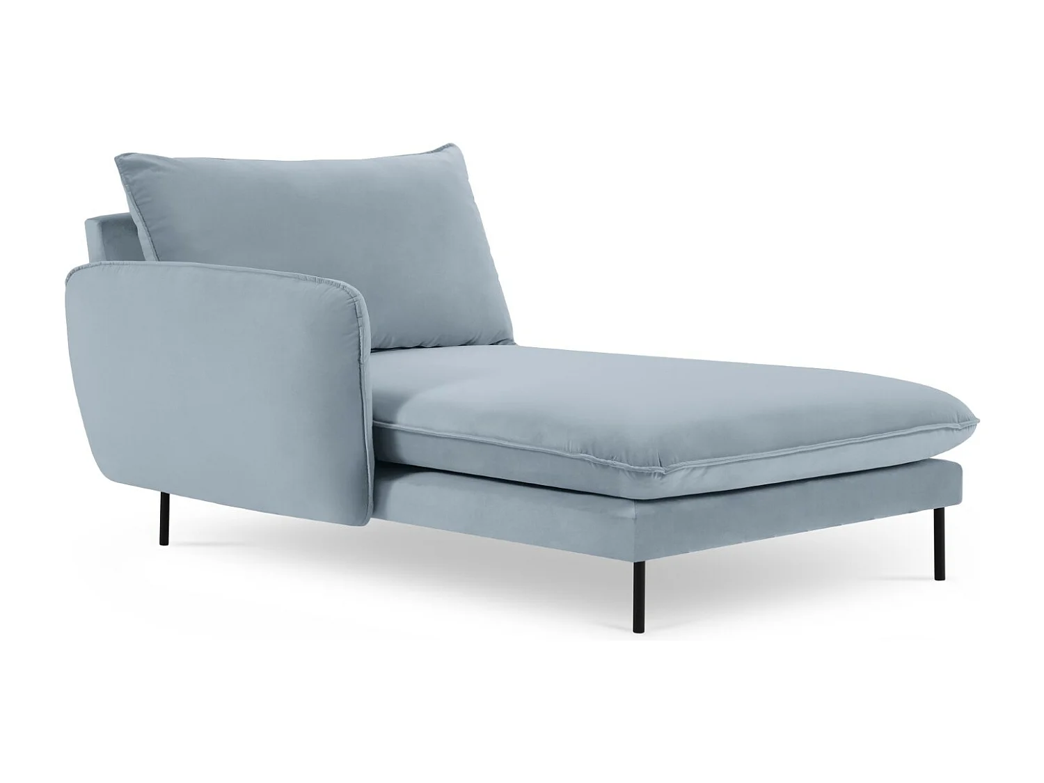 Cosmopolitan Design - Chaise longue de angulo izquierdo "Vienna" de terciopelo azul claro - 170x110x95cm