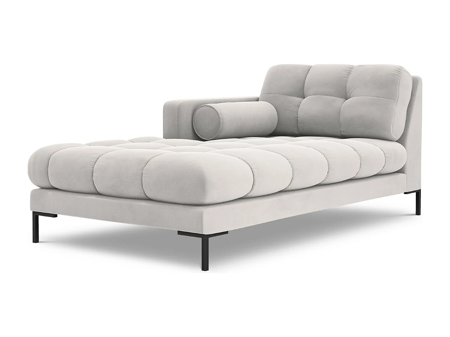 Cosmopolitan Design - Chaise longue sinistra "Bali" in velluto argento - 185x102x75cm