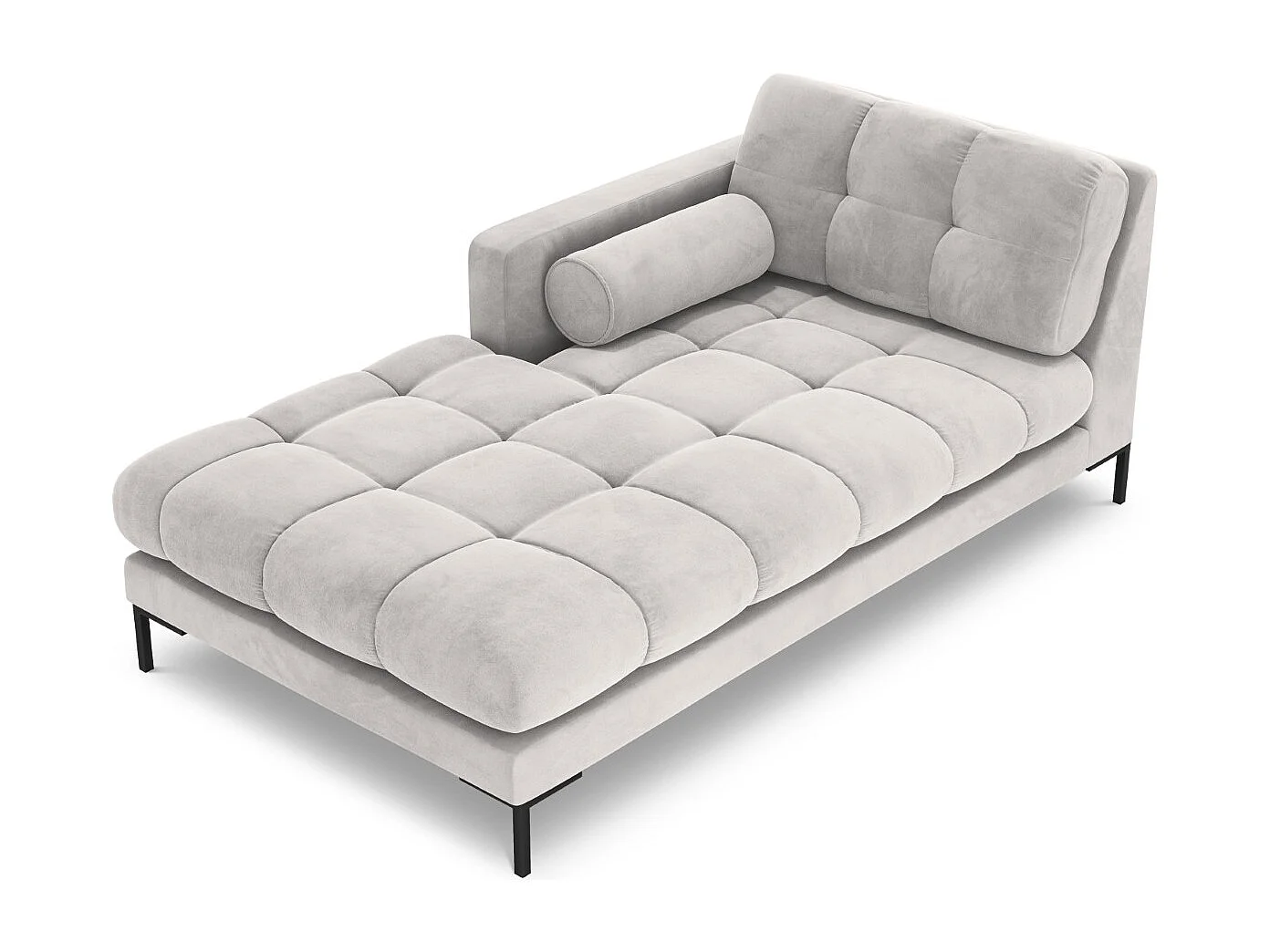 Cosmopolitan Design - Chaise longue sinistra "Bali" in velluto argento - 185x102x75cm