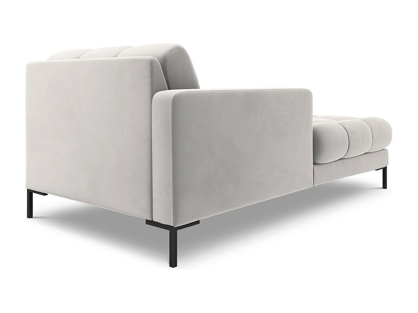 Cosmopolitan Design - Chaise longue esquerda "Bali" em veludo prata - 185x102x75cm