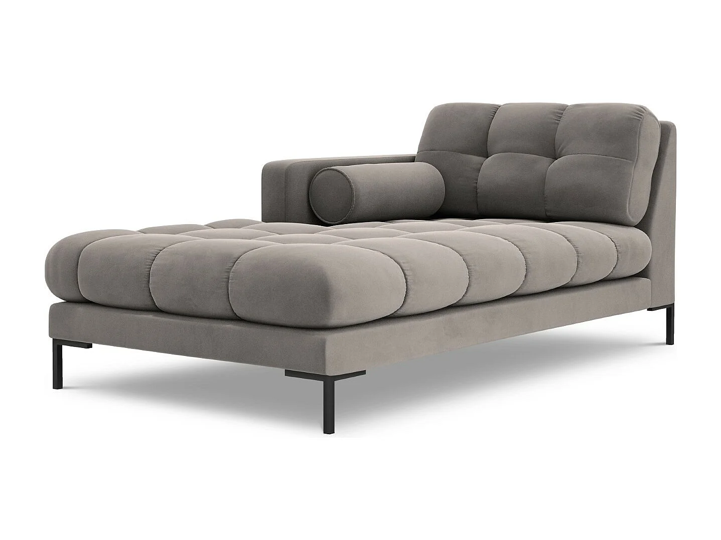 Cosmopolitan Design - Chaise longue sinistra "Bali" in velluto grigio chiaro - 185x102x75cm