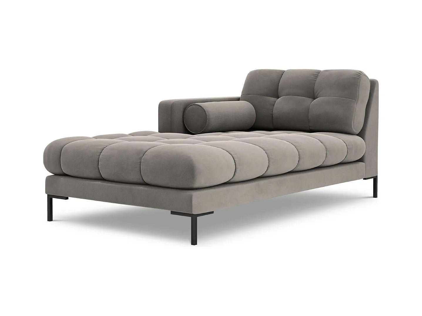 Cosmopolitan Design - Linker meridiaan "Bali" Flueel, Lichtgrijs - 185x102x75cm